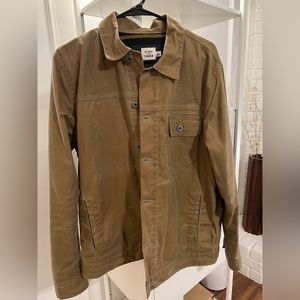 Flint and Tinder Flannel-Lined Waxed Trucker Jacket in Field Tan (Large)